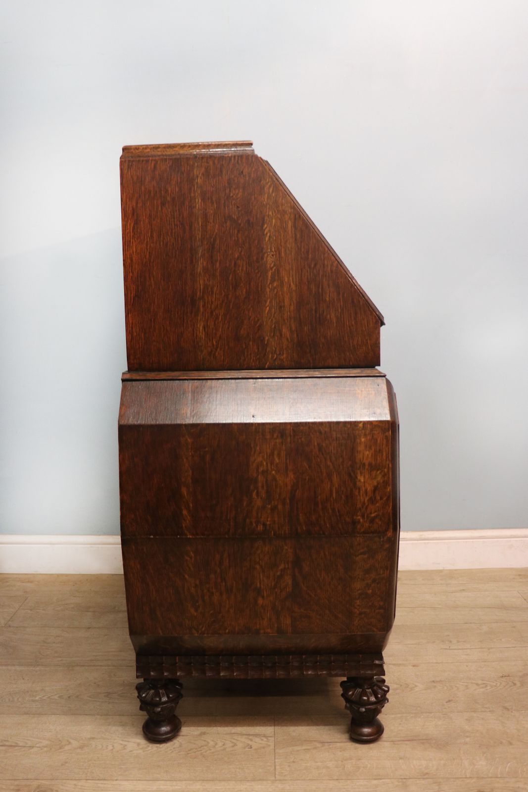 photo furniture A Most Unusually Configured Oak Veneered Bureau.
