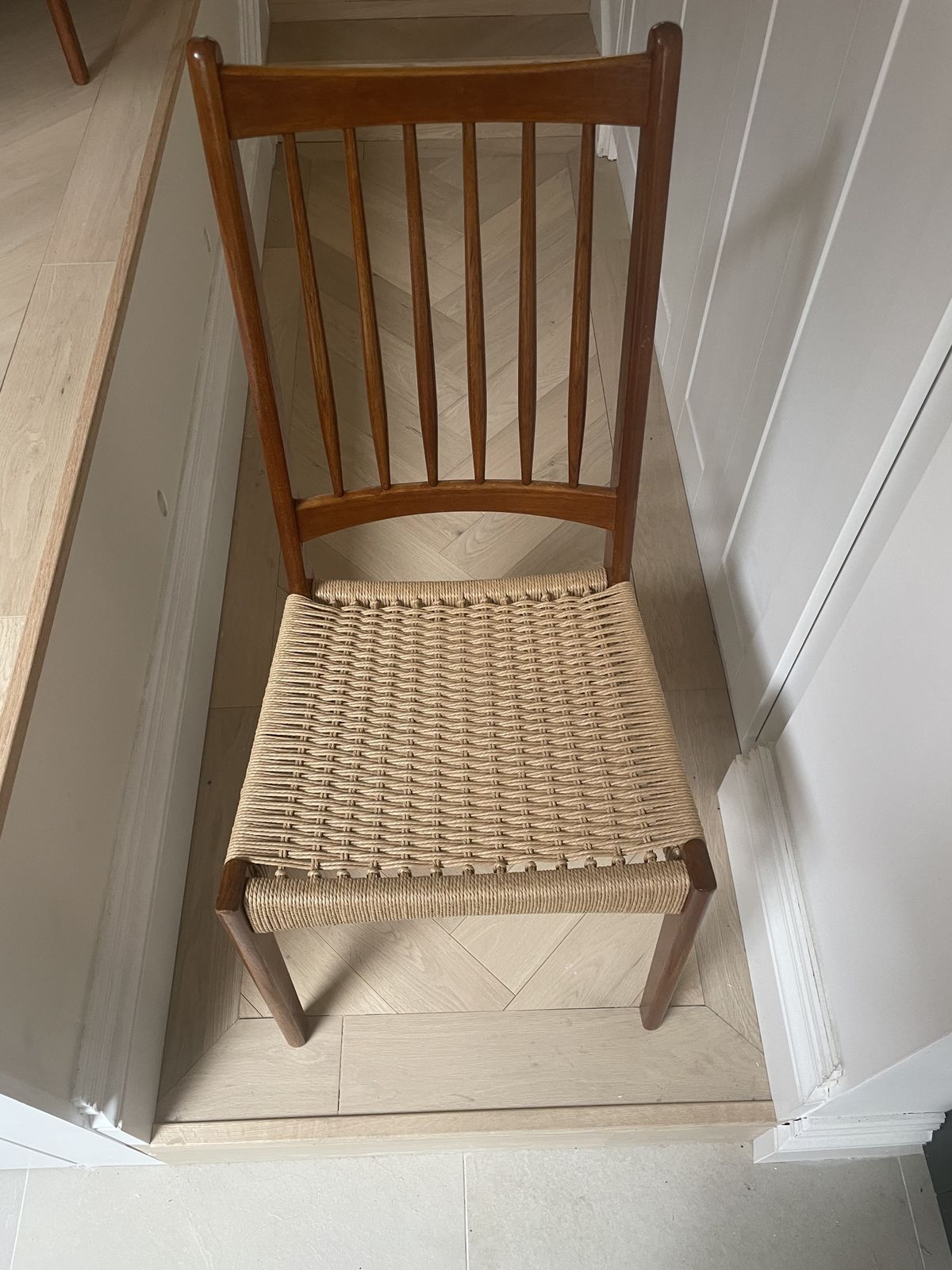 3 X Woven Vintage Wooden Chairs photo Furniture
