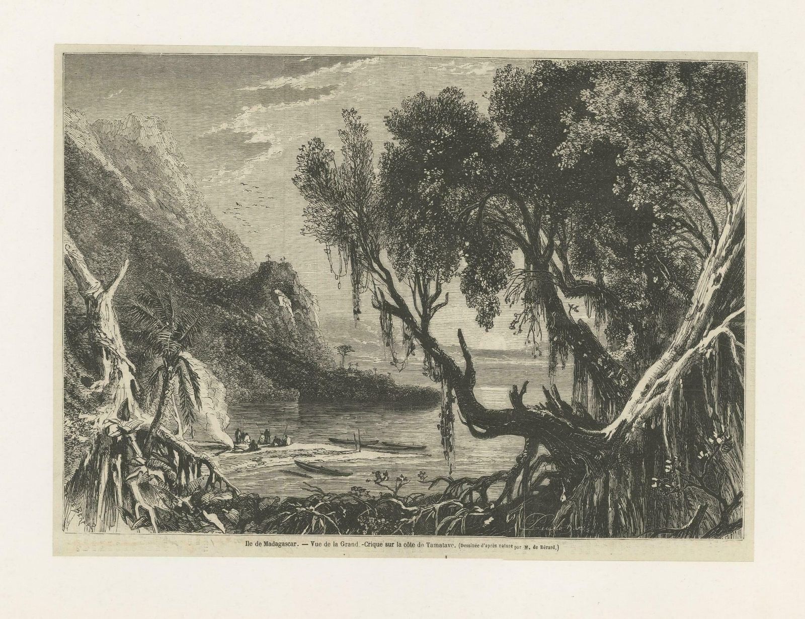 Antique Print Of A Creek Near The Coast Of Toamasina, Madagascar photo furniture