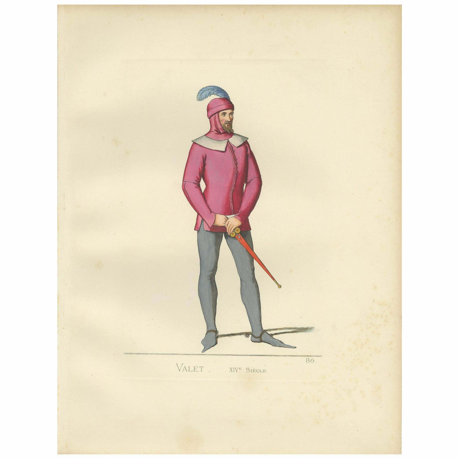 Antique Print Of An Italian Valet Or Servant By Bonnard, 1860