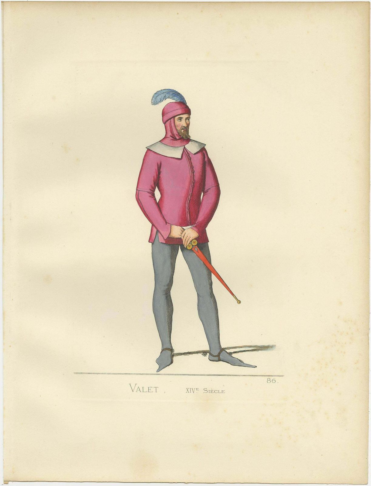 Antique Print Of An Italian Valet Or Servant By Bonnard, 1860 photo furniture