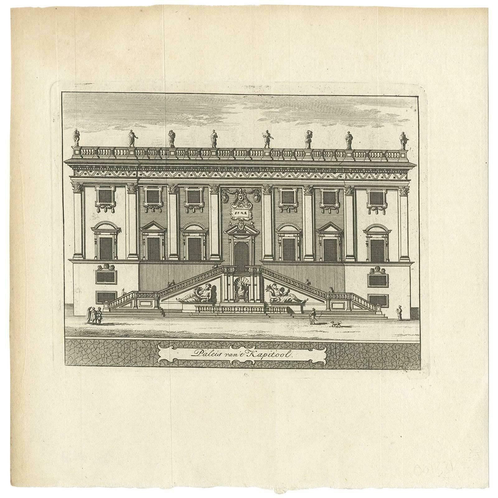 Antique Print Of Palazzo Nuovo, Rome By M. De Bruyn, 1779
