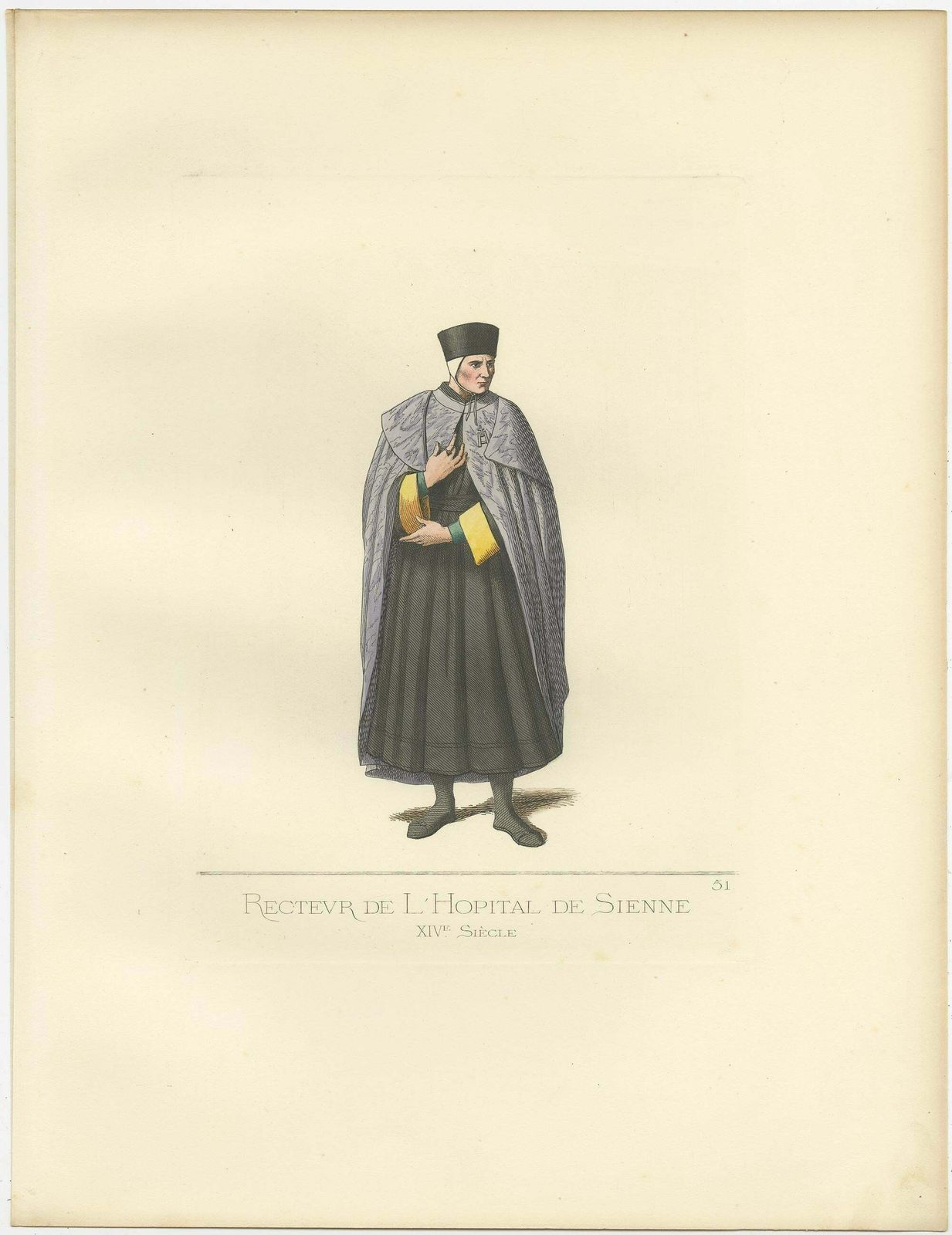 Antique Print Of A Rector Of The Hospital Of Siena In Italy By Bonnard, '1860' photo furniture