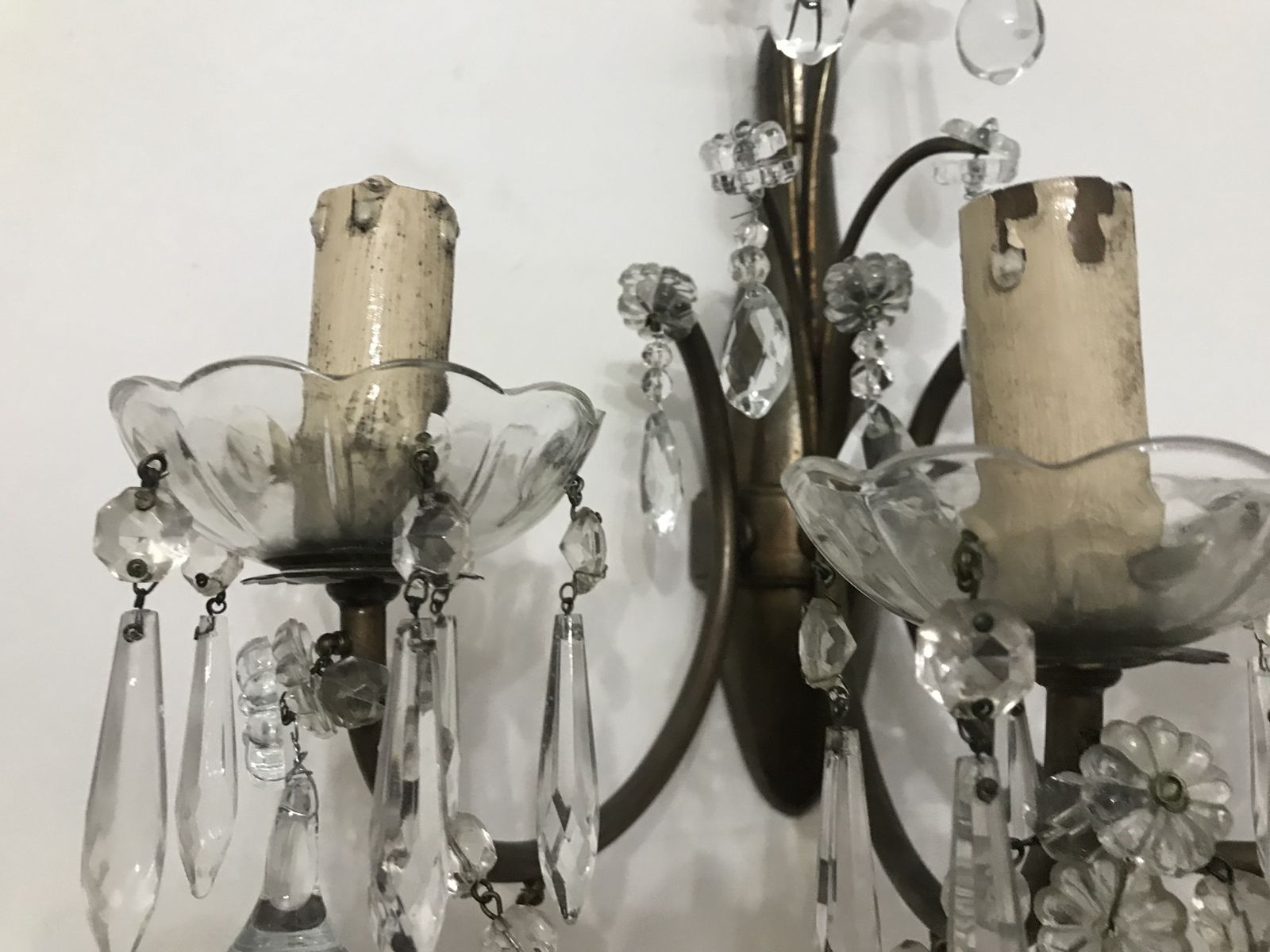 Antique Crystal Sconces With Murano Pendants  photo 688.0