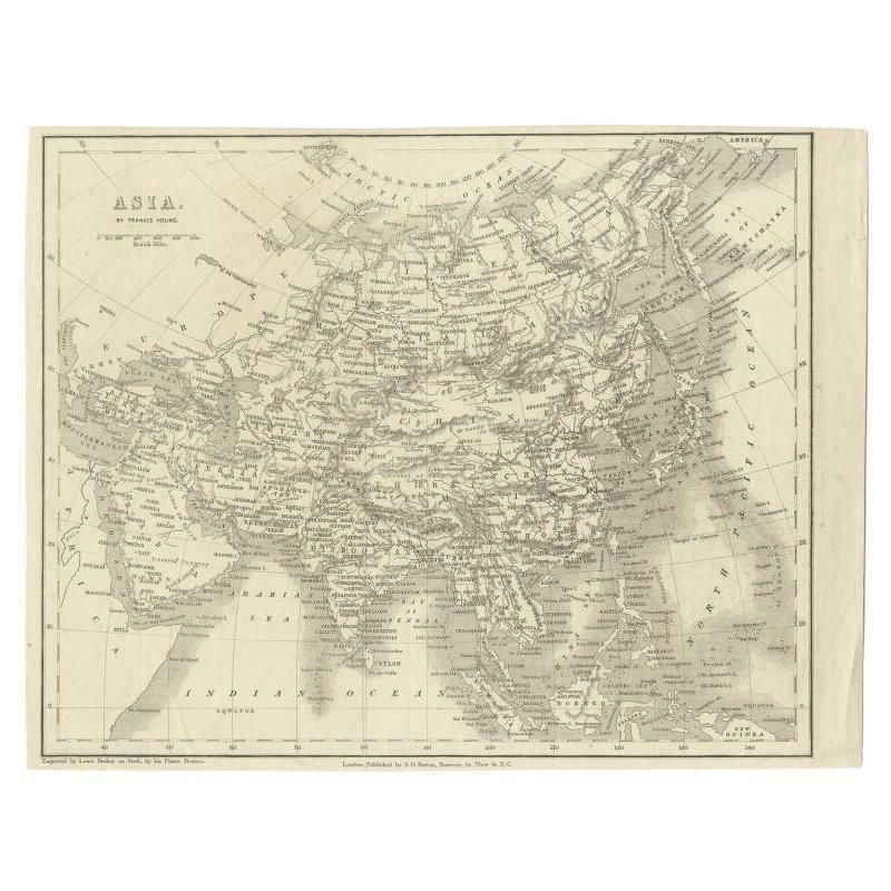 Antique Map Of Asia By Young, C.1860 photo furniture