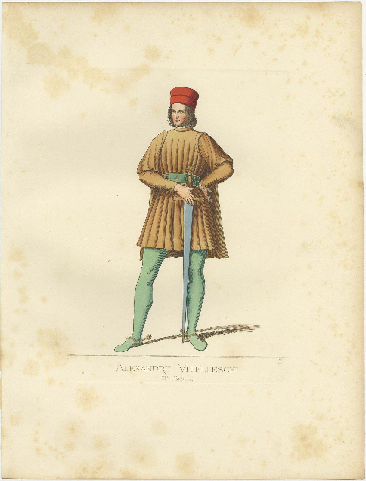 Antique Print Of Alexandre Vitelleschi, Imperial Knight, By Bonnard, 1860 photo furniture