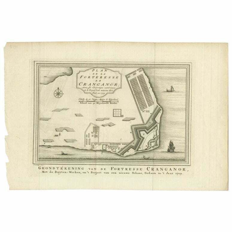 Antique Print Of The Kodungallur Fortress By Van Schley, 1755