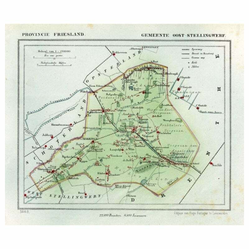 Antique Map Of Ooststellingwerf By Kuyper, 1868