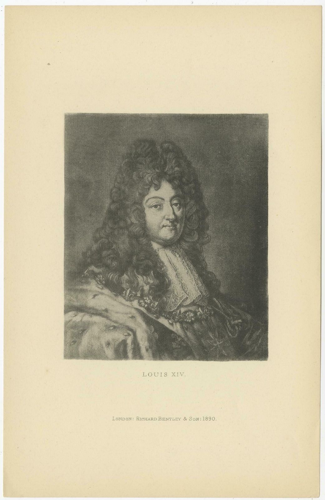 Original Antique Print Of Louis XIV, Or Louis The Great, The Sun King, 1890 photo furniture
