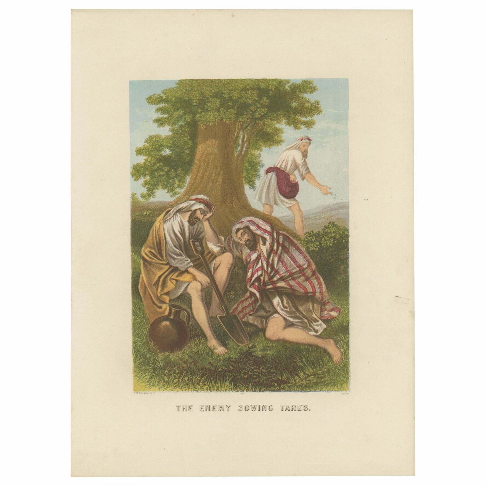 Antique Bible Print Of The Enemy Sowing Tares By Kronheim 'C.1860'