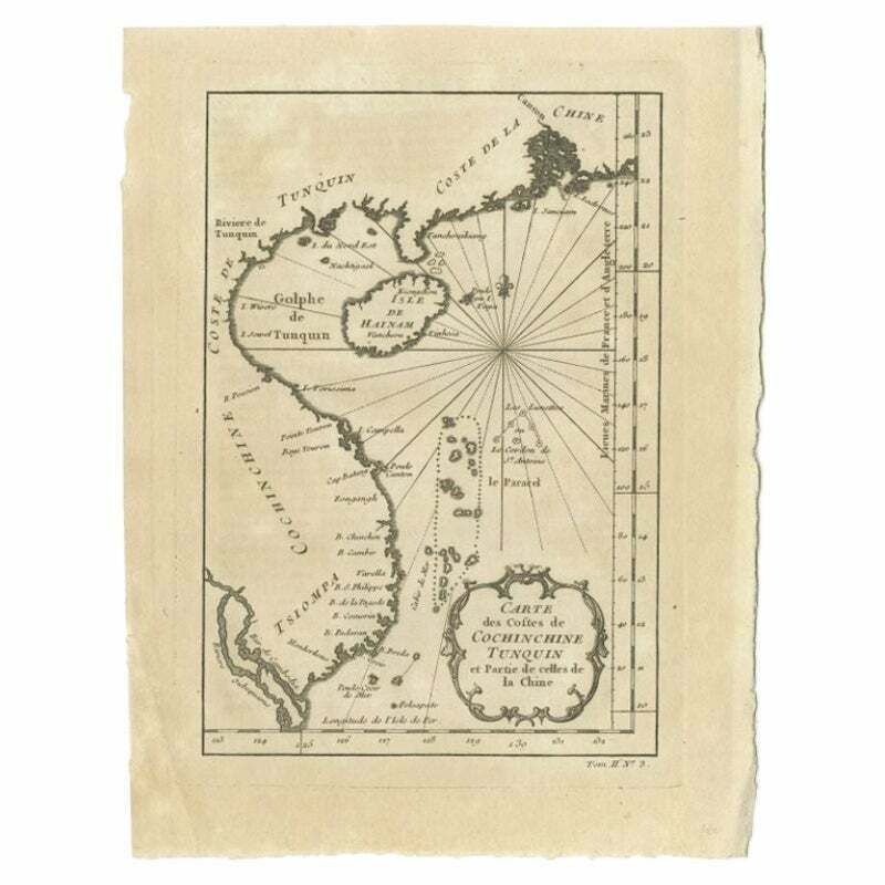 Antique Map Of The Coast Of China By Bellin, 1752