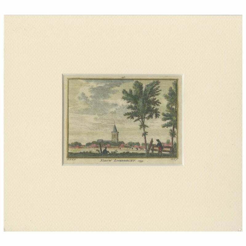Antique Print Of The Village Of Nieuw Loosdrecht In The Netherlands, C.1750