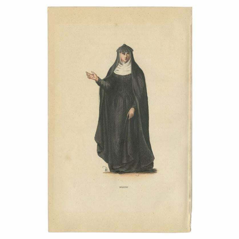 Antique Print Of A Beguine Woman, 1845