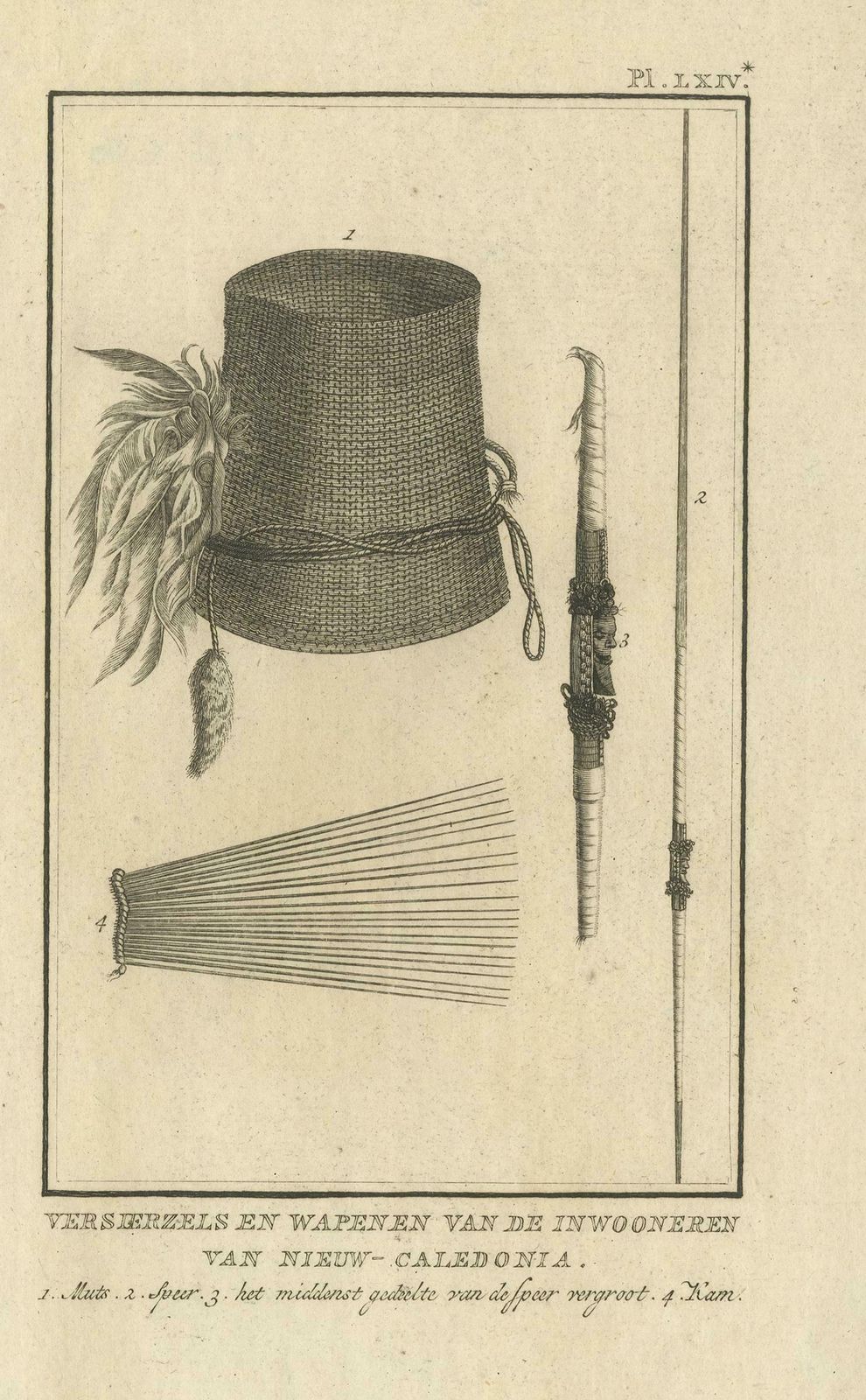 Antique Print Depicting Weapon Decorations Produced By Natives By Cook, 1803 photo furniture