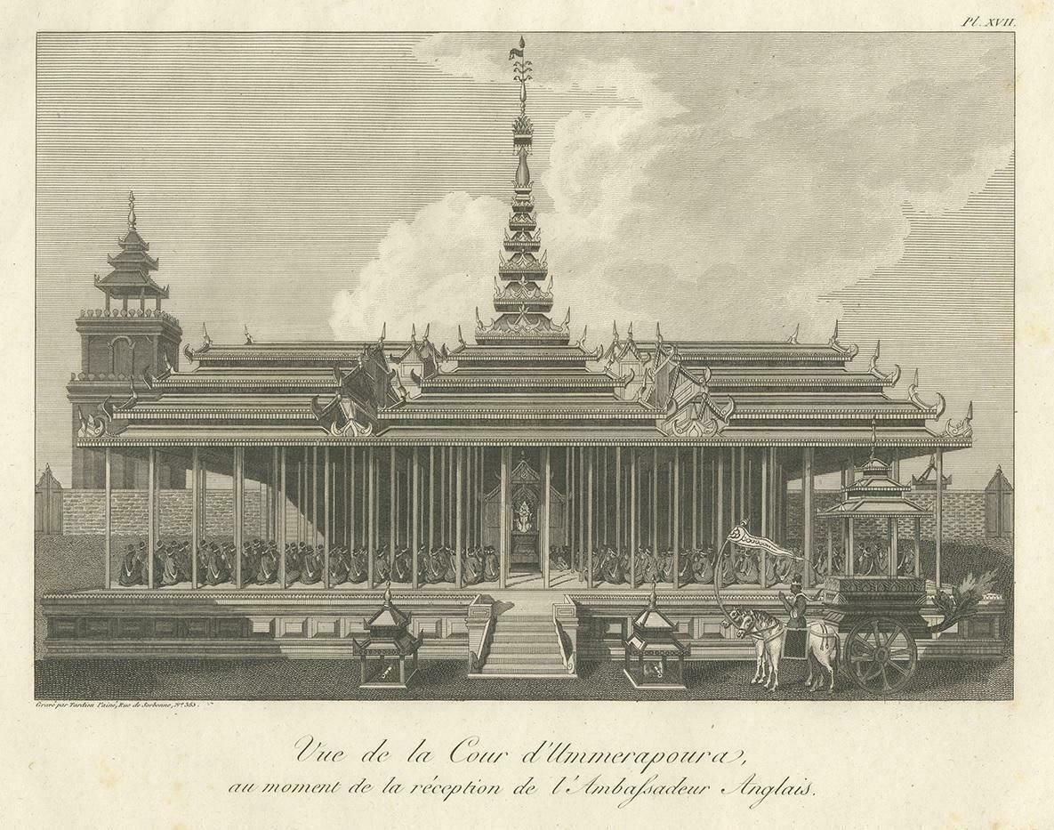Antique Print Of The Imperial Court In Ummerapoura By Symes, '1800' photo for sale