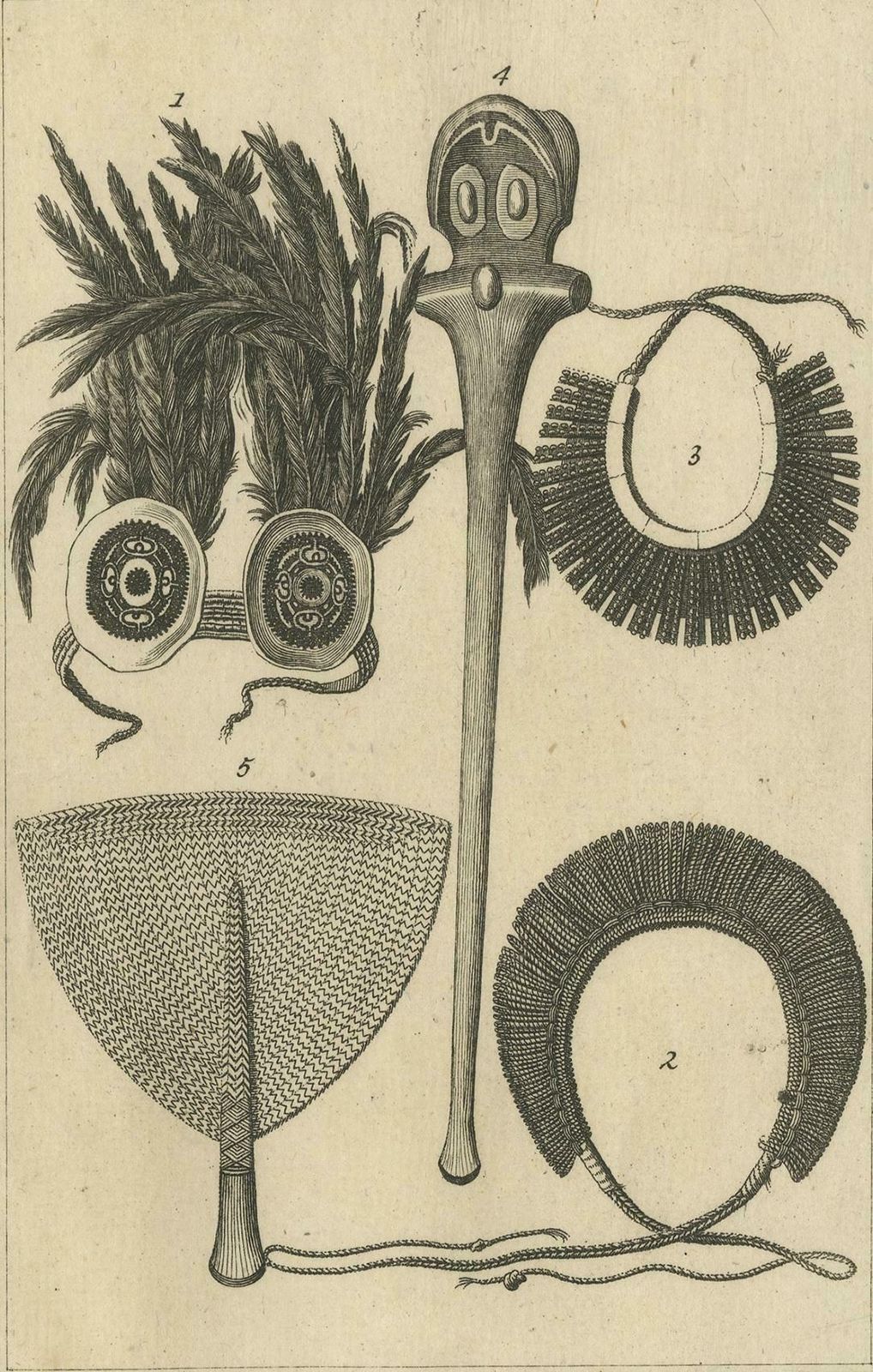 Antique Print Depicting Weapon Decorations Of The Marquesas By Cook '1803' photo Art