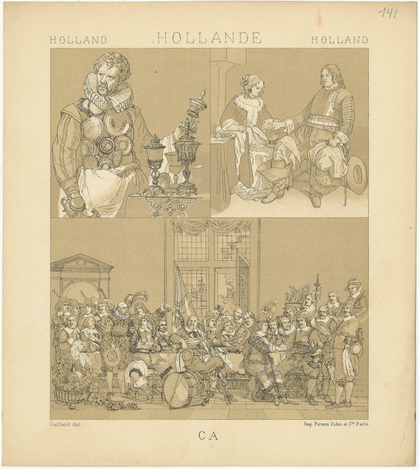 Pl. 141 Antique Print Of Holland Scenes By Racinet, 'Circa 1880' photo Art
