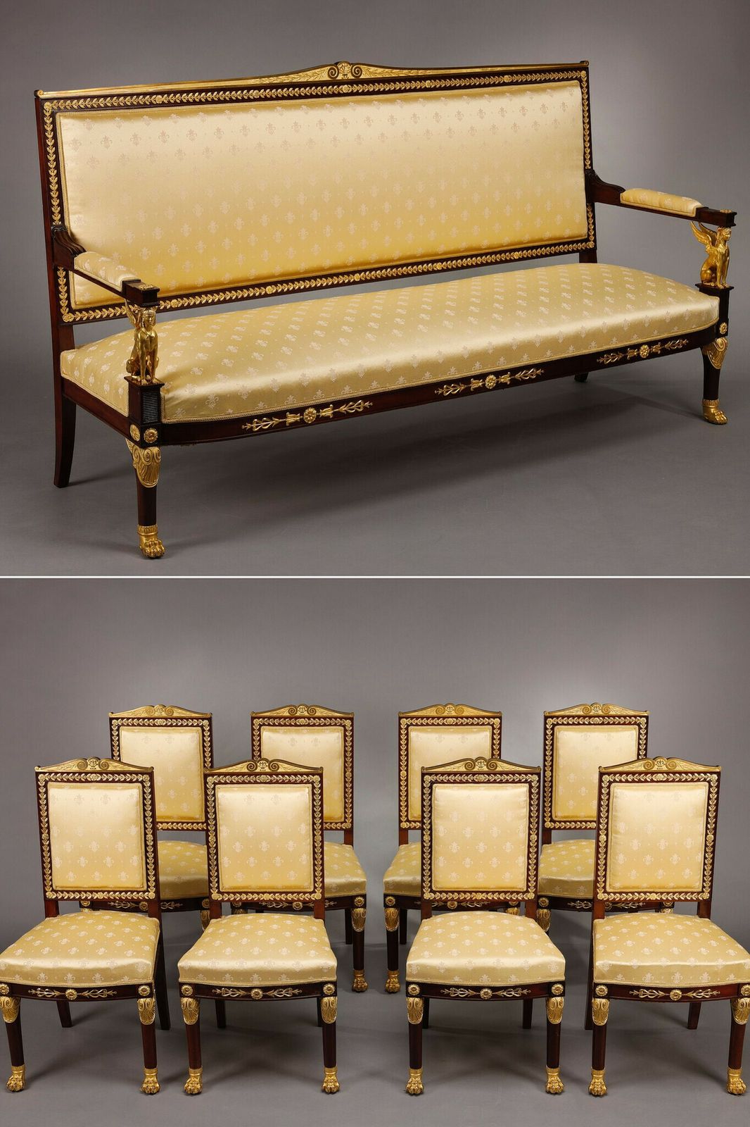 A Majestic Empire Style Salon In Mahogany And Gilded Bronzes