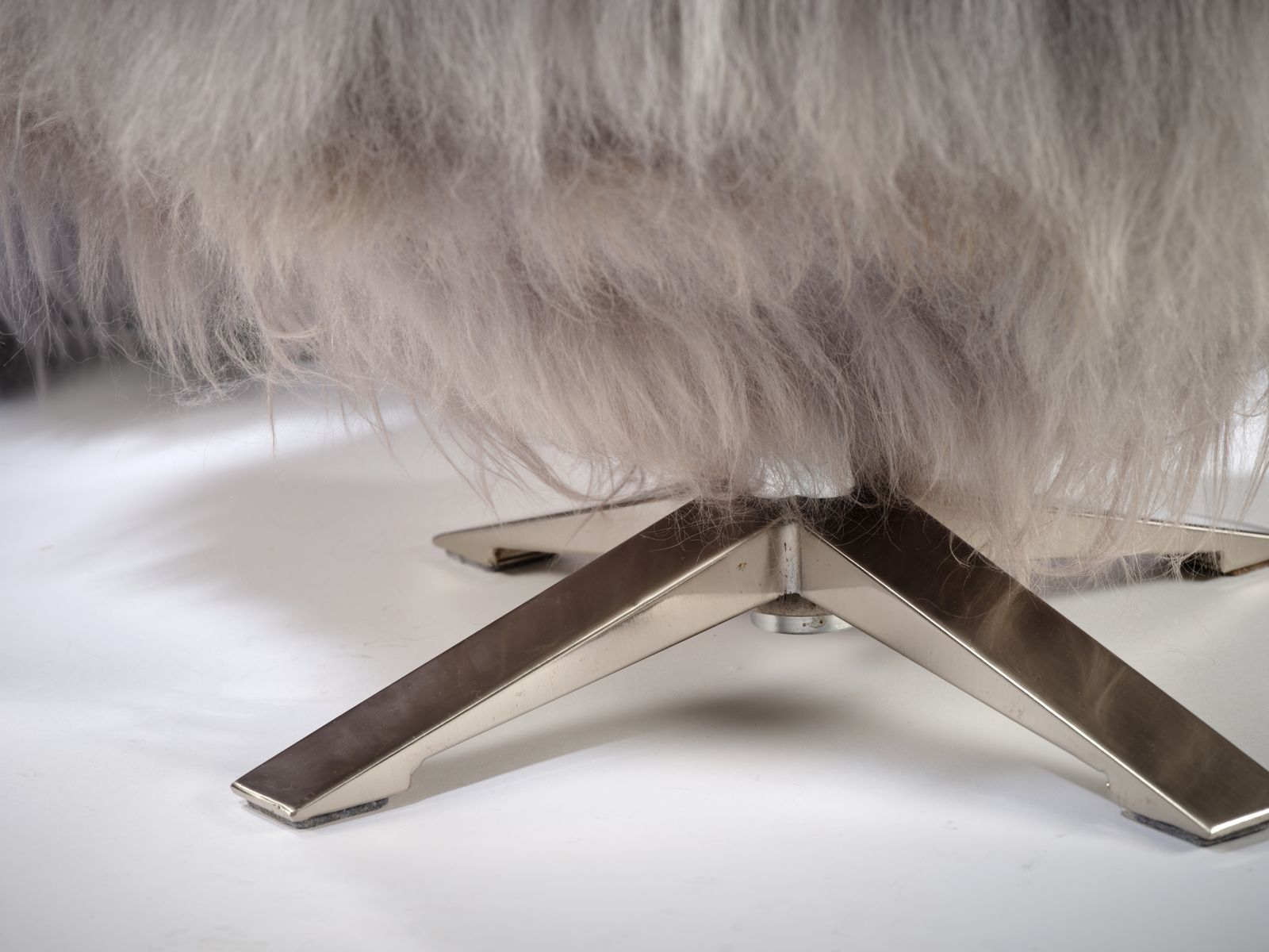 The 'Huggie Bear Chair', Unique Vintage Egg Chair & Footstool Wrapped In Sumptuous Silver Tipped Long Haired Icelandic Sheepskin. 2 Chairs Available. photo 3495.0