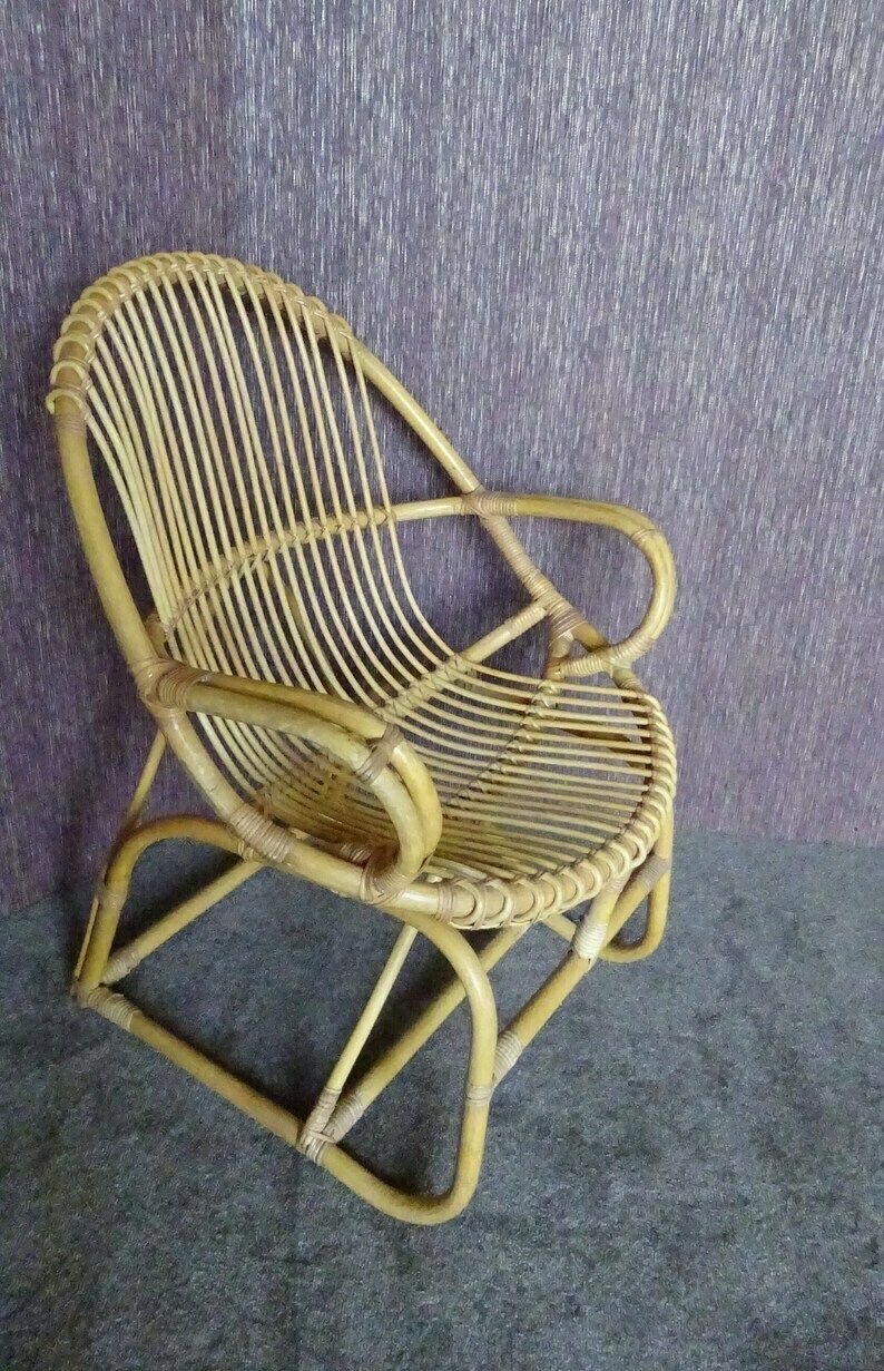 Chair   Vintage Bamboo Egg Chair On Unusual Frame Base photo for sale