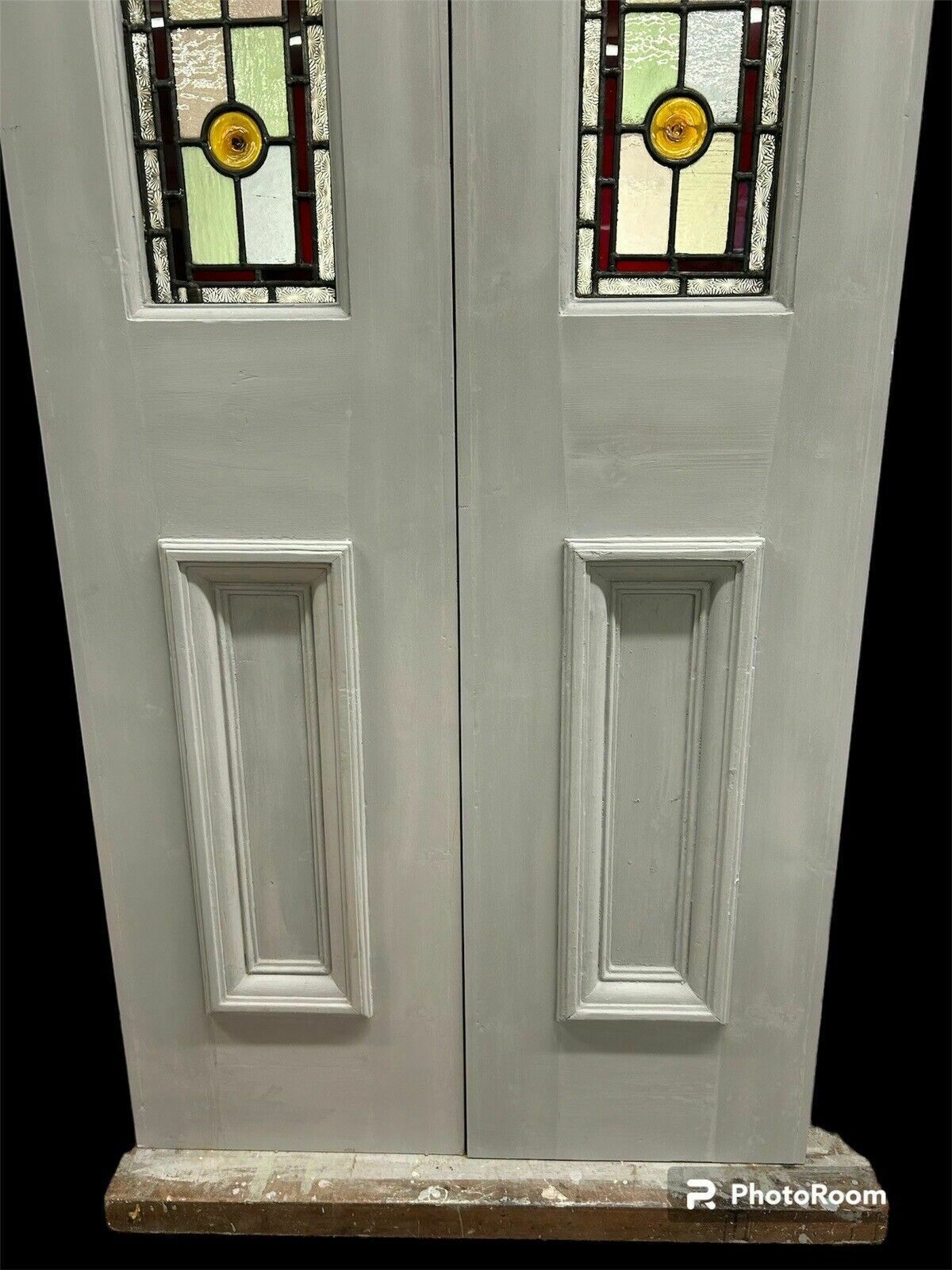 Edwardian Stained Glass Doors Antique Period Reclaimed Old French Double Leaded photo 2891.0