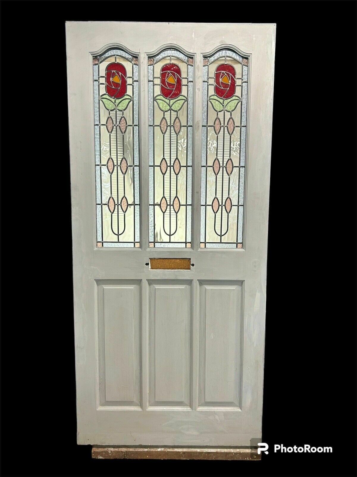 Large Edwardian Stained Glass Front Door Antique Period Reclaimed Old Leaded
