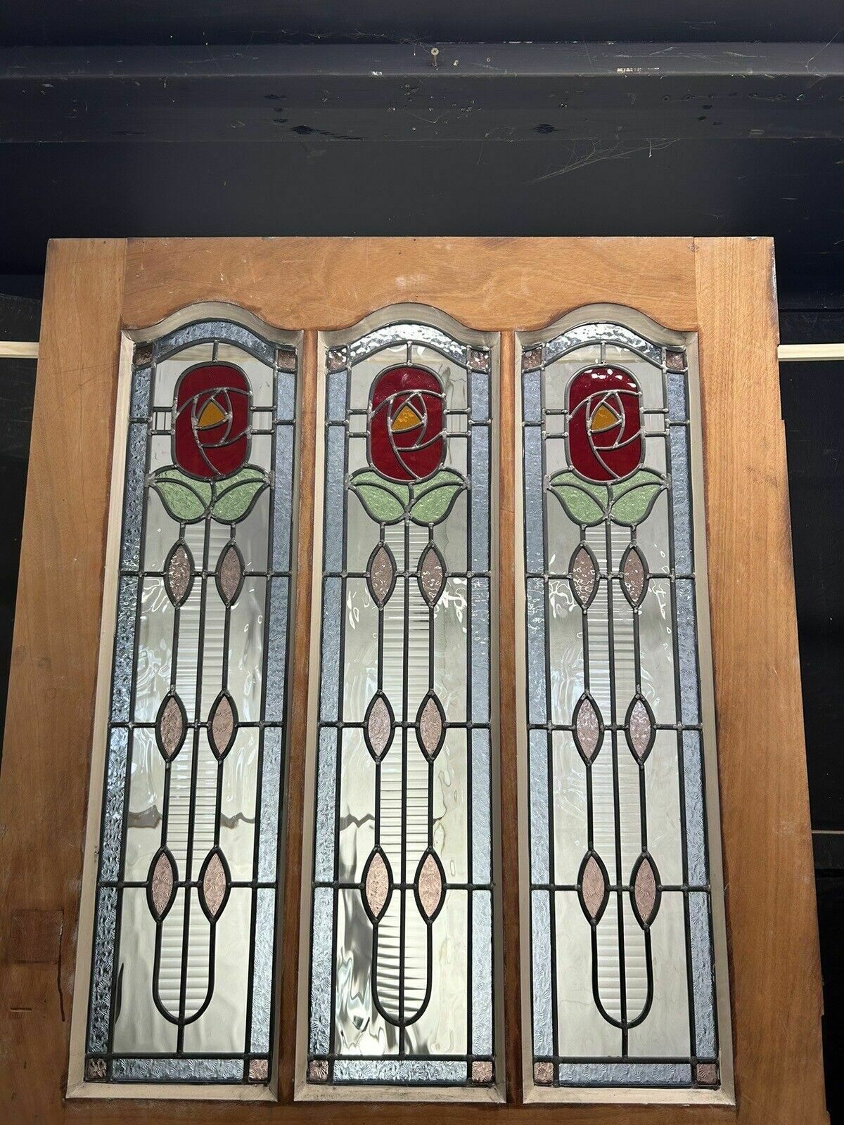 Home Fixtures Large Edwardian Stained Glass Front Door Antique Period Reclaimed Old Leaded photo