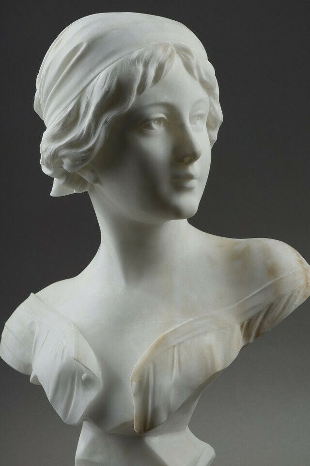 Alabaster Bust Of A Young Woman, Signed Cyprien photo buy