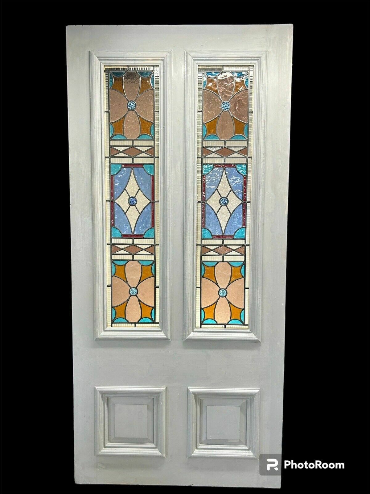 Huge Large Victorian Stained Glass Front Door Old Period Reclaim Antique Rebuilt