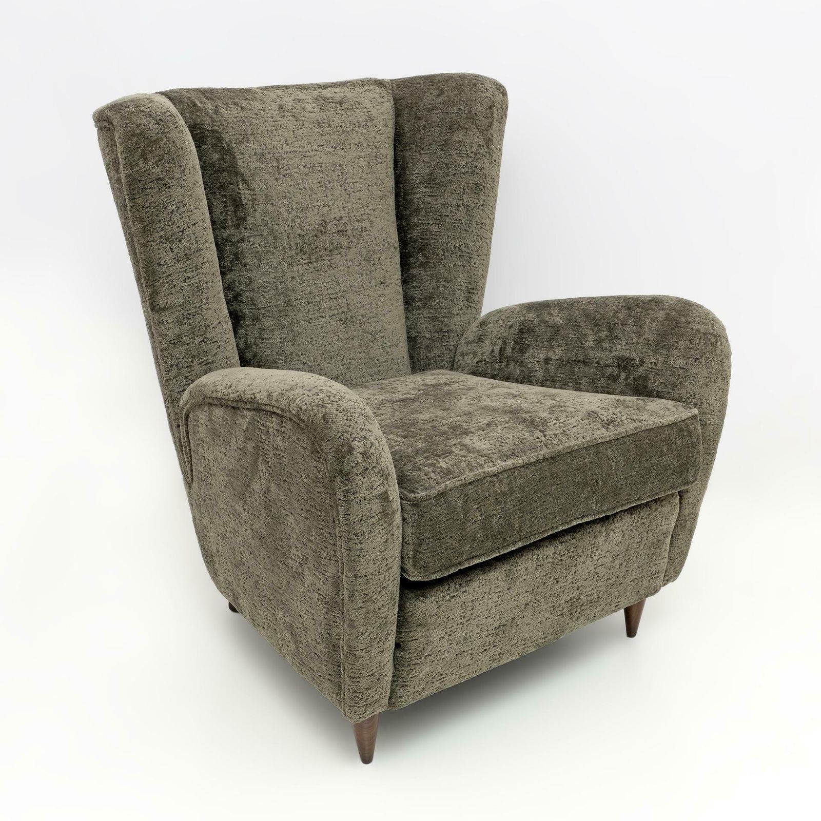 Paolo Buffa Mid Century Modern Italian Walnut And Coating Boucle Armchair, 1950s photo furniture