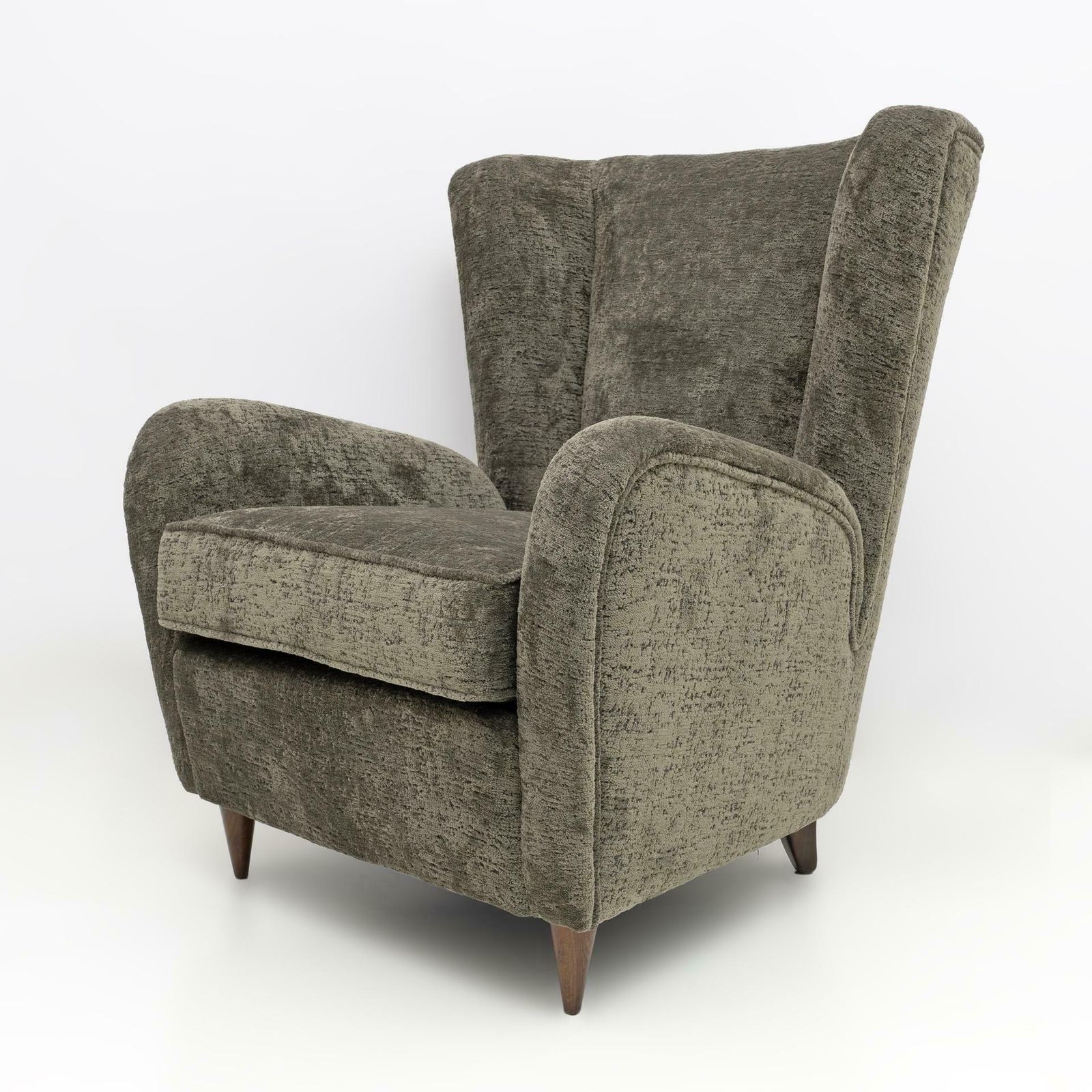 Paolo Buffa Mid Century Modern Italian Walnut And Coating Boucle Armchair, 1950s photo buy