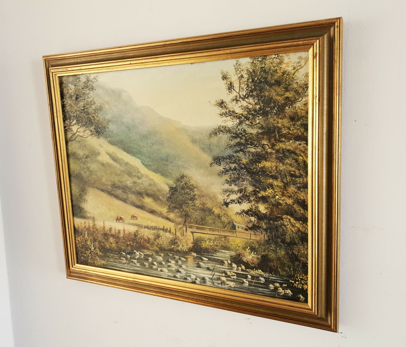 Large Oil On Canvas By Artist Roy Collett (B.1937) Of Watersmeet, Devon photo for sale