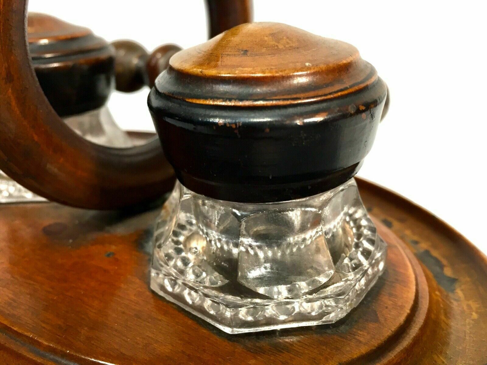 Home Decor Antique Wooden Stationery Box & Inkwell Stand Set Letter Desktop Tidy / Cabinet photo