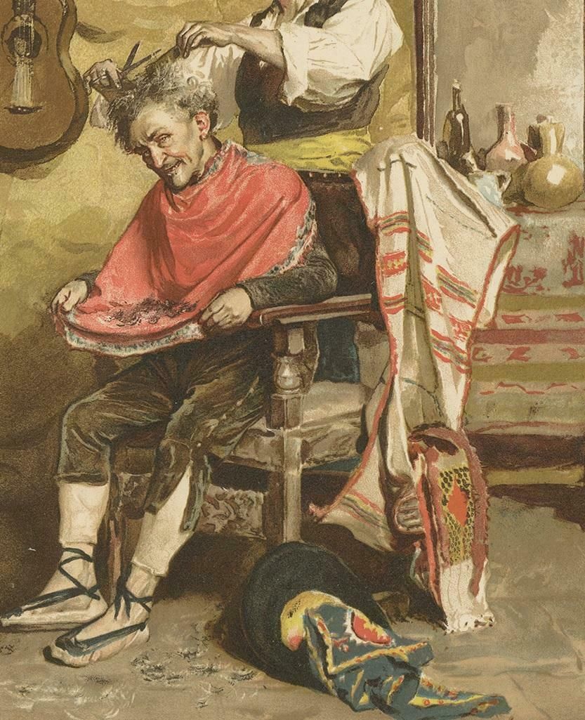 Antique Print Of A Spanish Barber Made After C.S. Reinhart, Circa 1893 photo Art