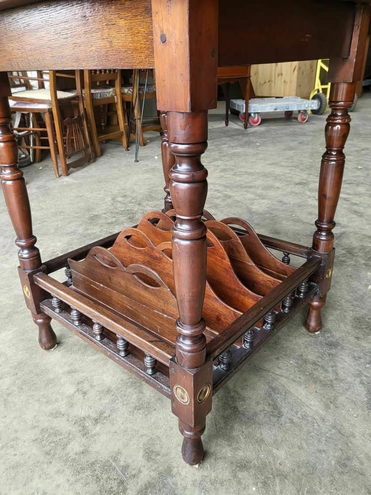 Antique Edwardian 2 Tier Mahogany Square Side End Lamp Table Music Filing photo buy