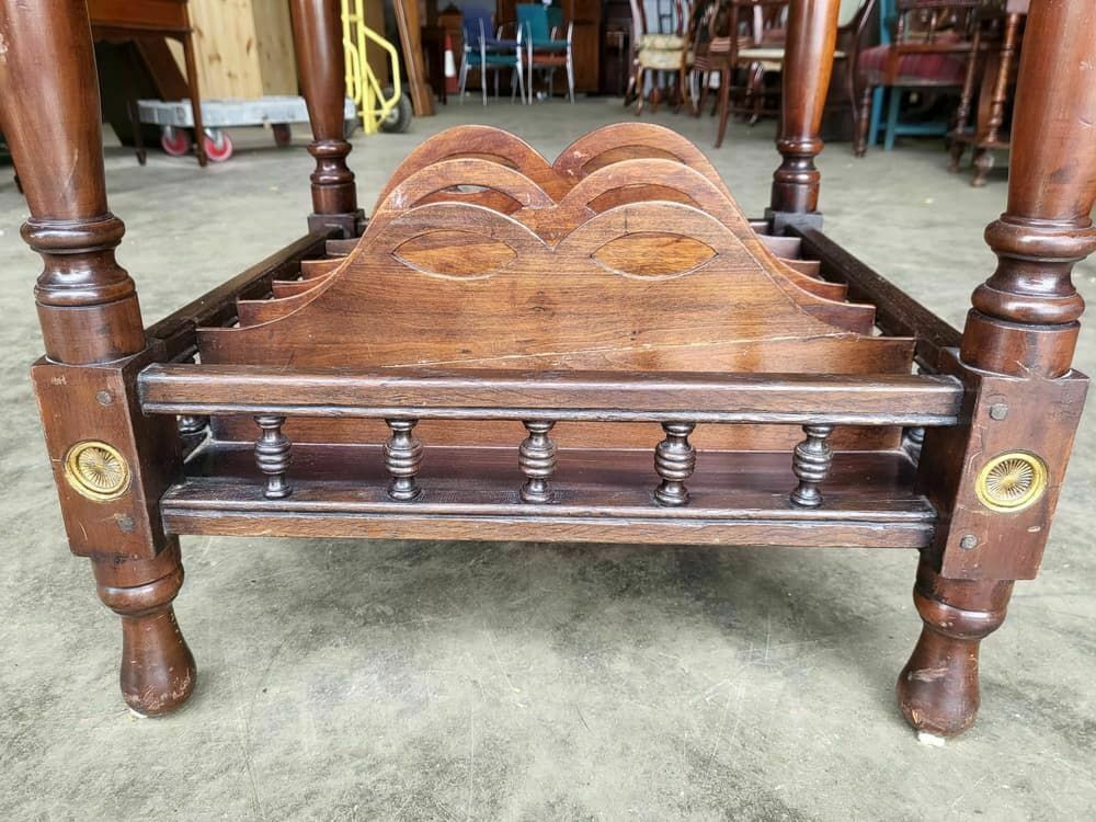Antique Edwardian 2 Tier Mahogany Square Side End Lamp Table Music Filing photo vintage
