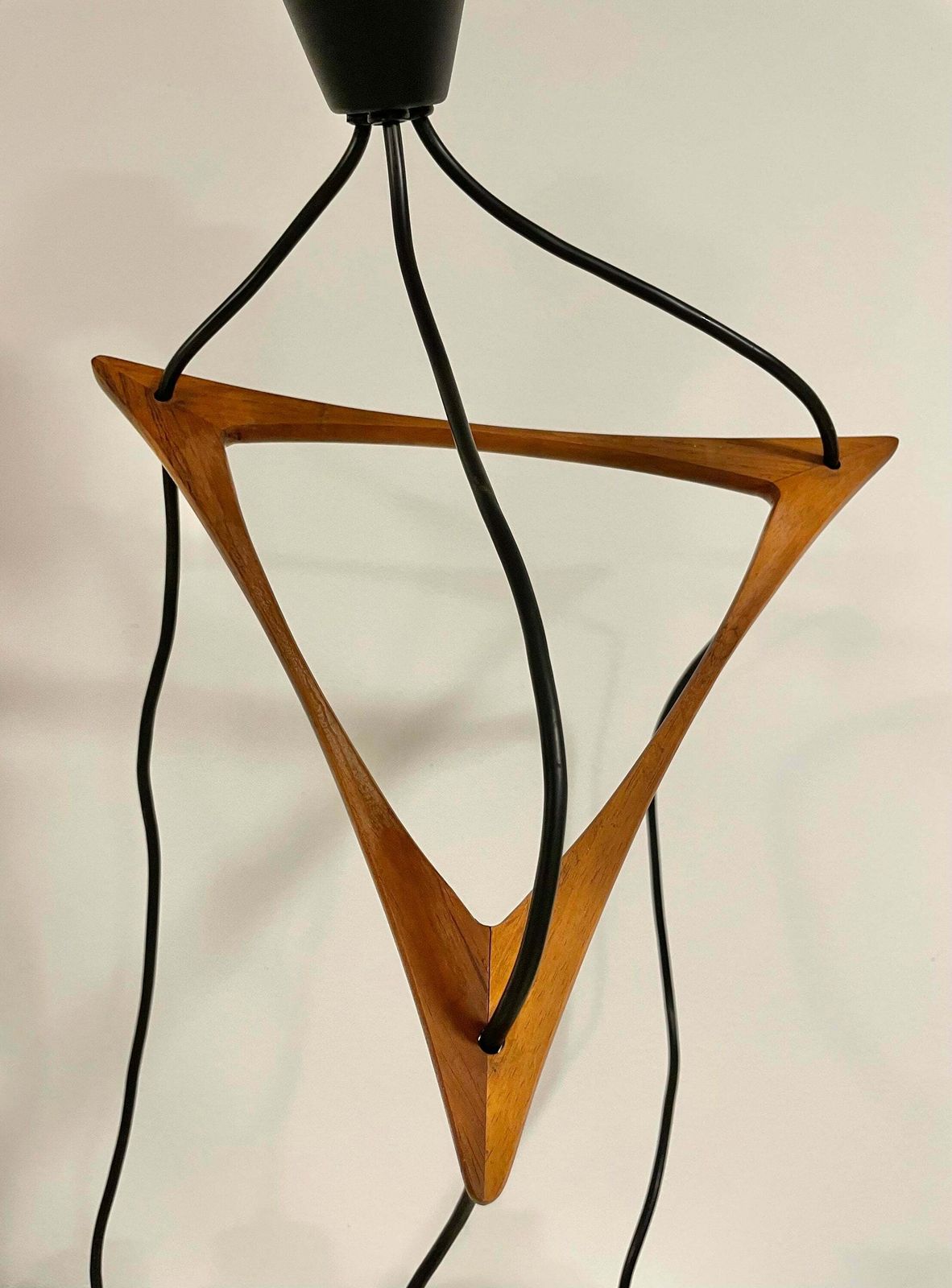 Danish Mid Century Modern Exclusive Vintage Tripple Glass And Wood Ceiling Lamp With Elegant Details And Gorgeous Design photo buy