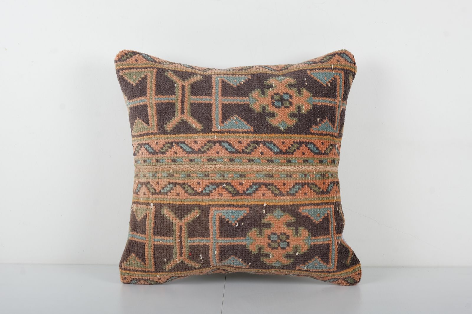 Muted Color Antique Carpet Pillow, Unique Soft Color Oushak Cover