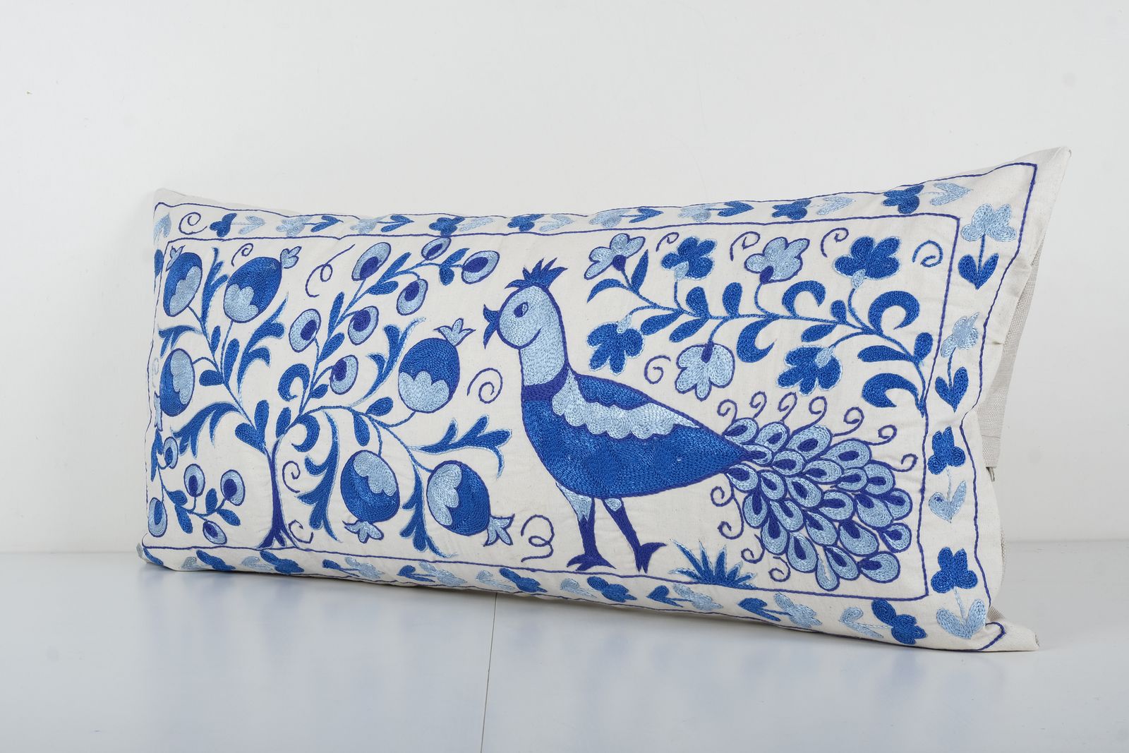 Tashkent Suzani Fish Pillow Sham: Handcrafted Bedding Accent From Uzbekistan   Tribal Lumbar Pillow photo for sale