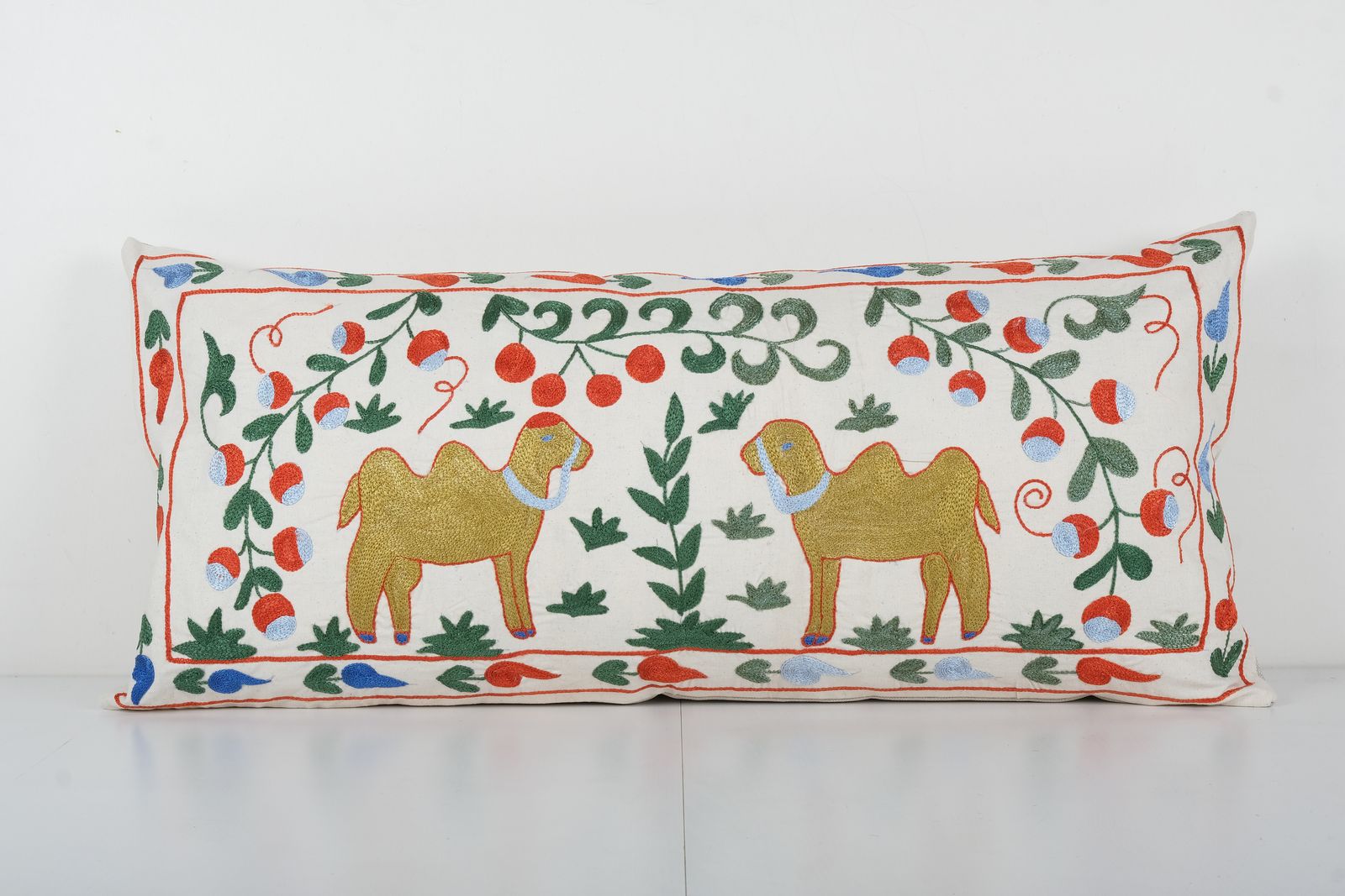 Tashkent Suzani Animal Bedding Pillow Case Made From A 19th Century Suzani   Lumbar Camel Cushion Cover