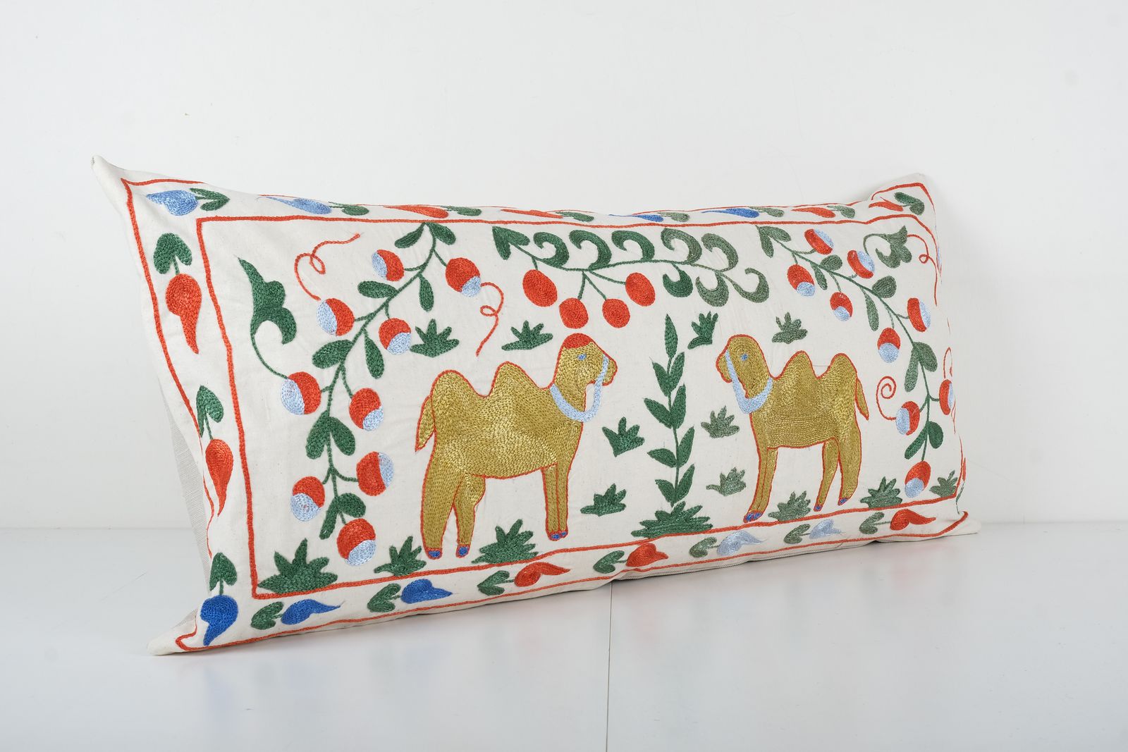 Tashkent Suzani Animal Bedding Pillow Case Made From A 19th Century Suzani   Lumbar Camel Cushion Cover photo furniture