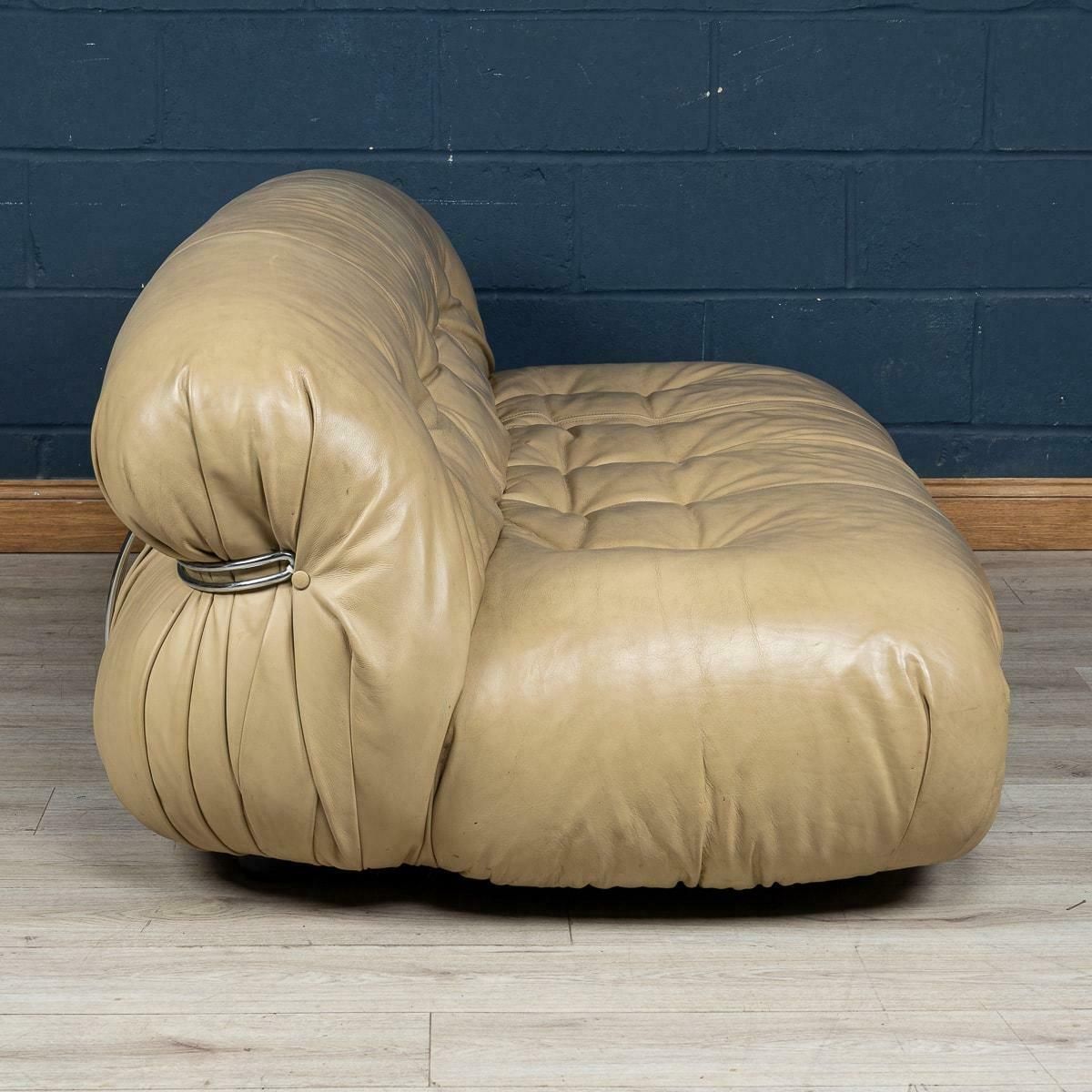 Italian 20th Century Beige "Soriana" Leather Sofa By Tobia Scarpa For Cassina photo 11995.0