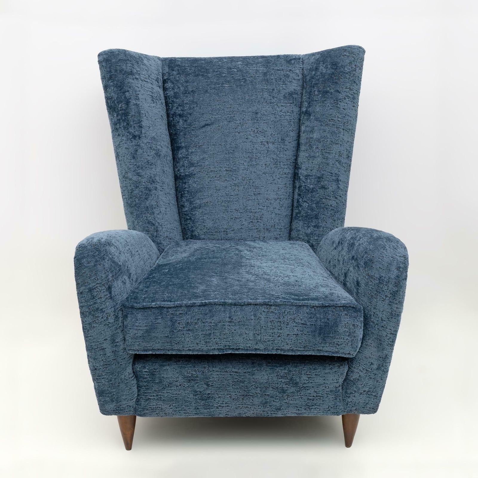 Paolo Buffa Mid Century Modern Italian Walnut And Coating Boucle Armchair, 1950s photo Furniture