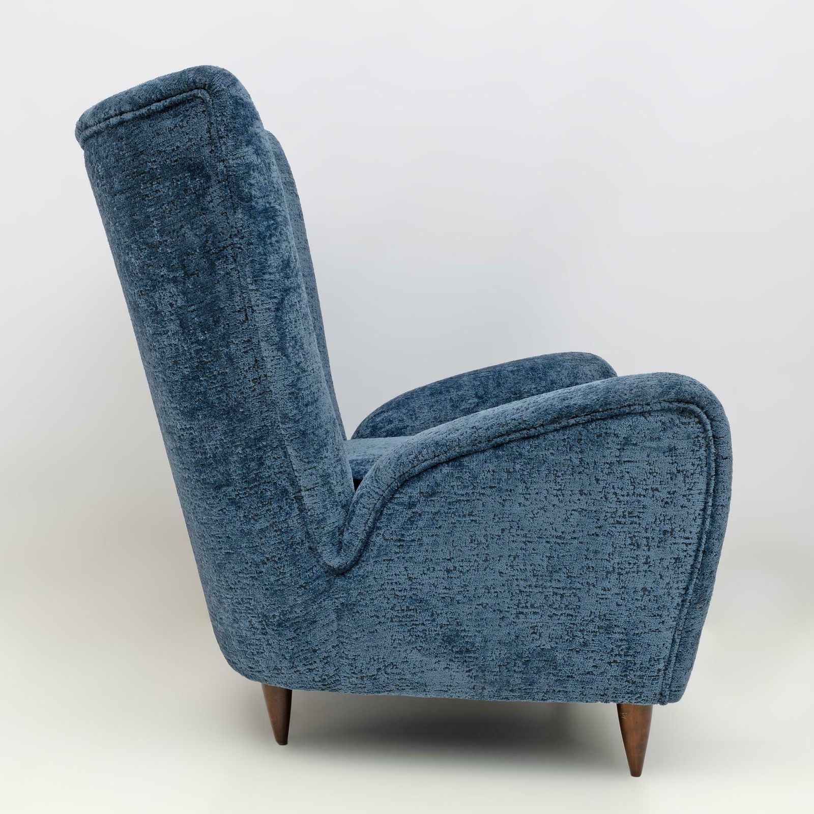 Paolo Buffa Mid Century Modern Italian Walnut And Coating Boucle Armchair, 1950s photo 3361.0