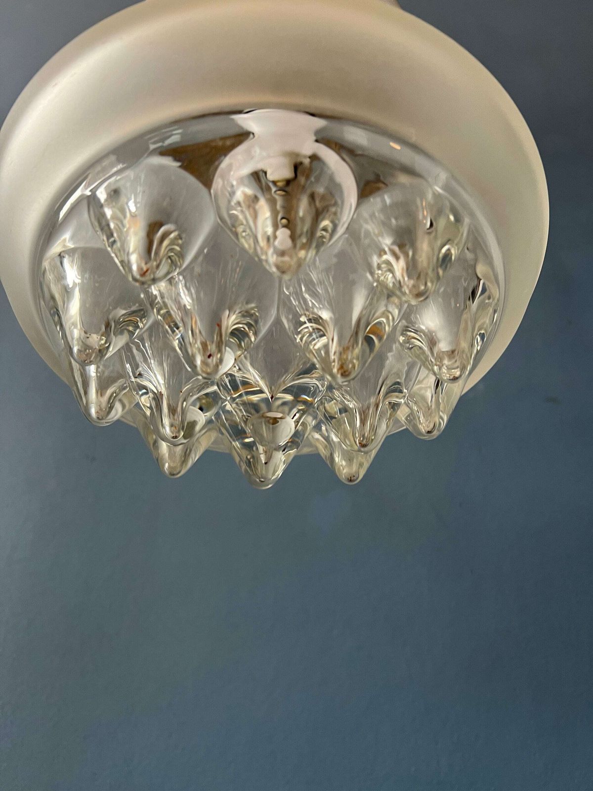Mid Century Peill & Putzler Hanglamp Van Matglas photo vintage