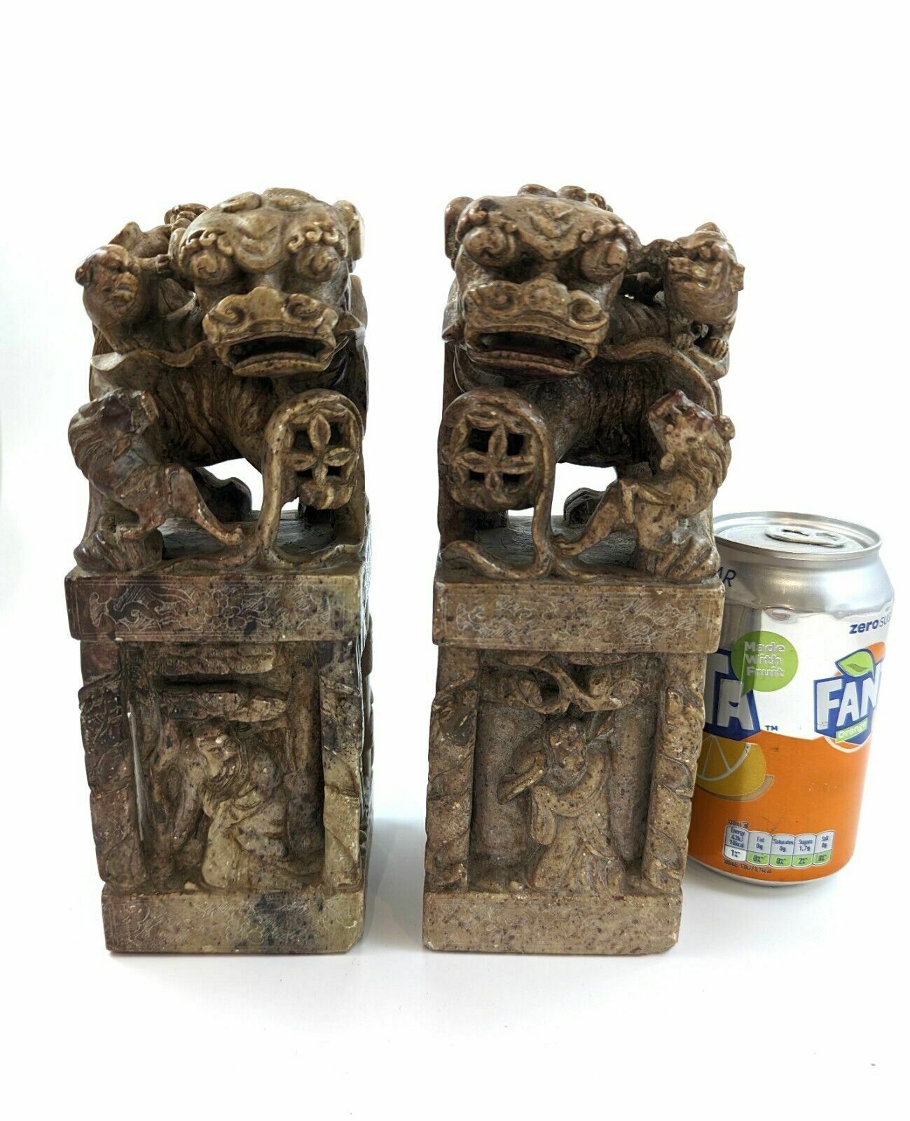 photo vintage Antique Pair Of Chinese Carved Stone Seals "Foo Dog" 19th Century