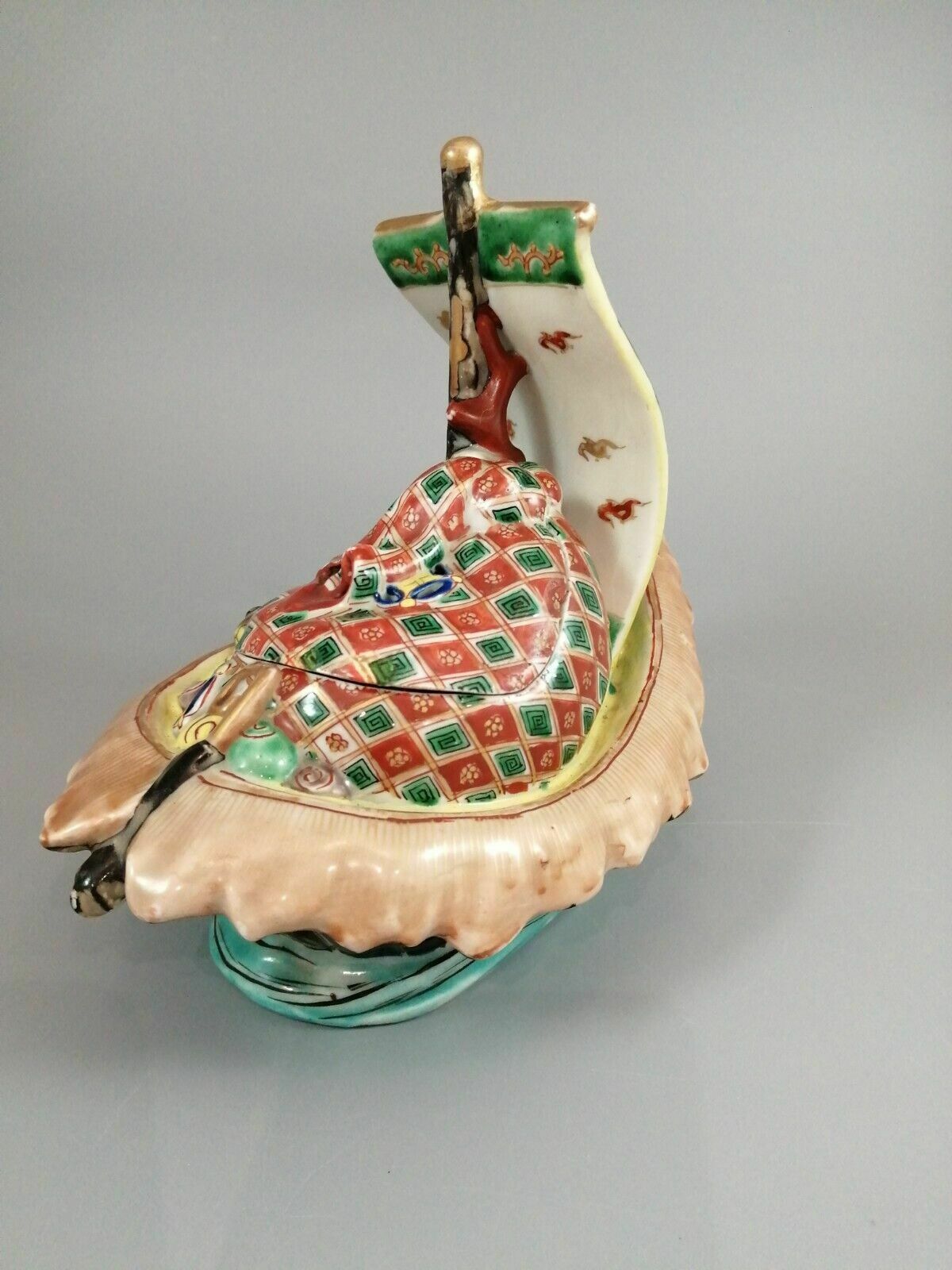 Japanese Kutani Censer In The Shape Of A Treasure Ship, Takarabune, Meiji Period photo 600.0
