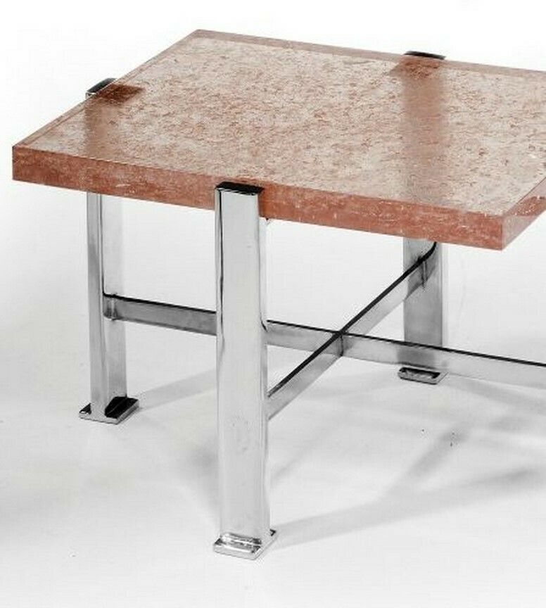 Pair Of Mid Century Chromed Metal And Resin Side Tables Attributed To Pierre Giraudon. photo 3500.0