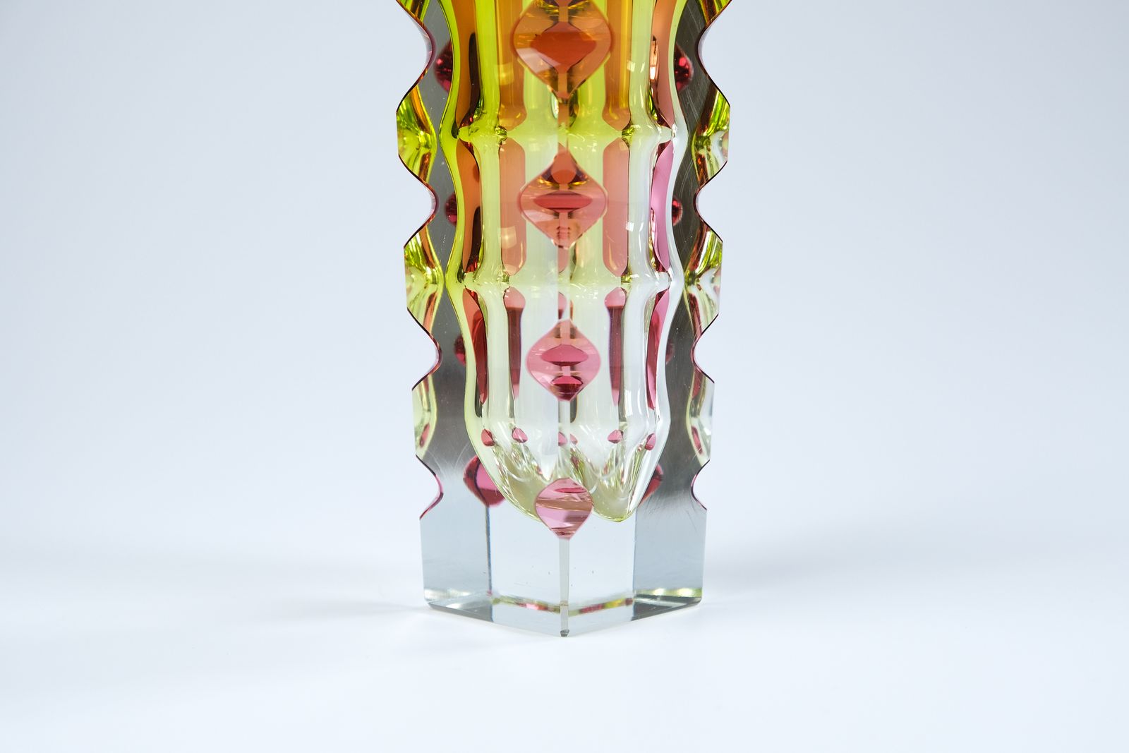 Oldrich Lipsky Cased & Cut Glass Vase For Novy Bor Exbor, Czechoslovakia C.1964 photo Home Decor