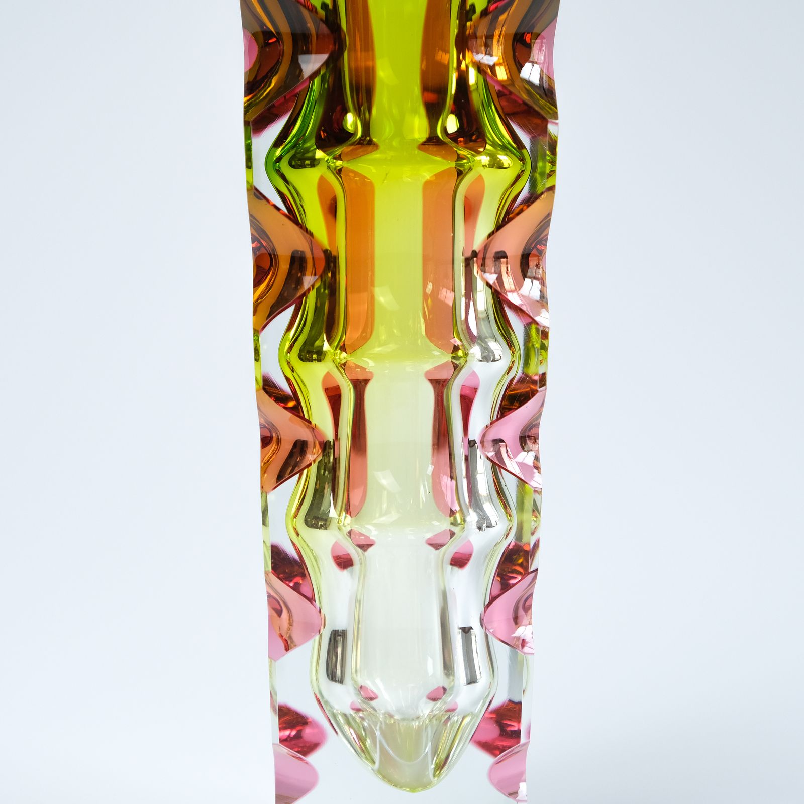photo for sale Oldrich Lipsky Cased & Cut Glass Vase For Novy Bor Exbor, Czechoslovakia C.1964